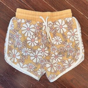 Kids Floral Swim Trunks in Tan and White